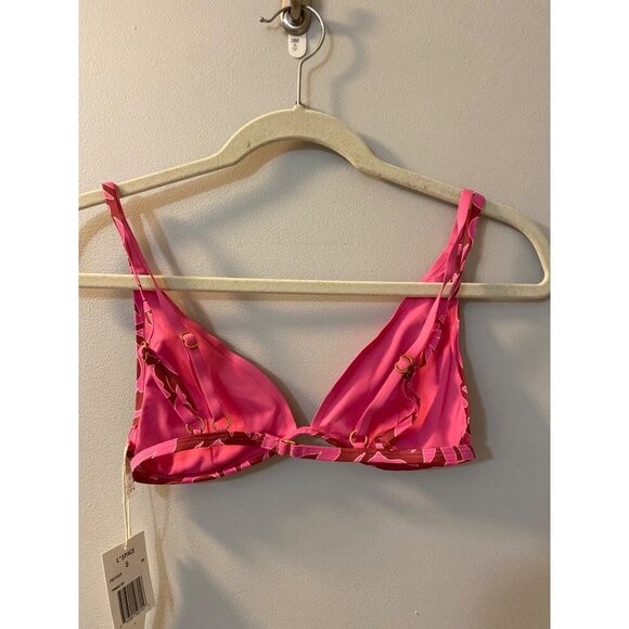 L*Space Printed Seamless Finneas Bikini Top - Tiki Tiki pink size large - Picture 5 of 5
